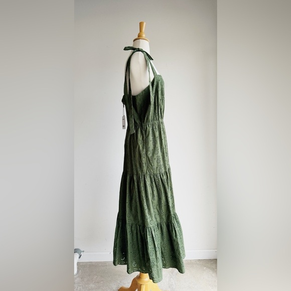 NWT JASON WU Tiered Eyelet Midi Dress in Guac | 12 - Picture 4 of 7